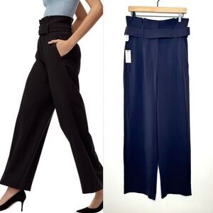 NWT Aritzia Babaton Jermaine gray blue paper bag high pants size 10 with belt